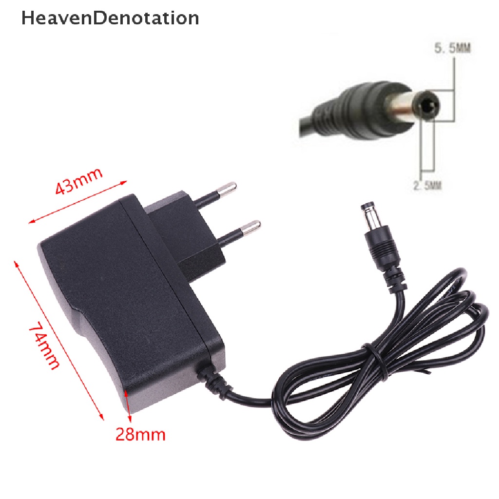 [HeavenDenotation] Ac DC 9V 1A 1000ma Power Adapter Supply EU Plug Polaritas Terbalik Charger Adaptor AC 100V-240V Converter Negatif Saklar Dalam HDV