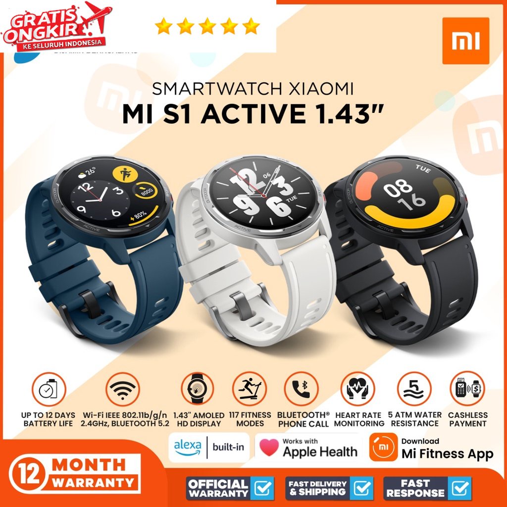 Smartwatch Xiaomi MI S1 Active AP Layar AMOLED 1.43" - MI S1 Active