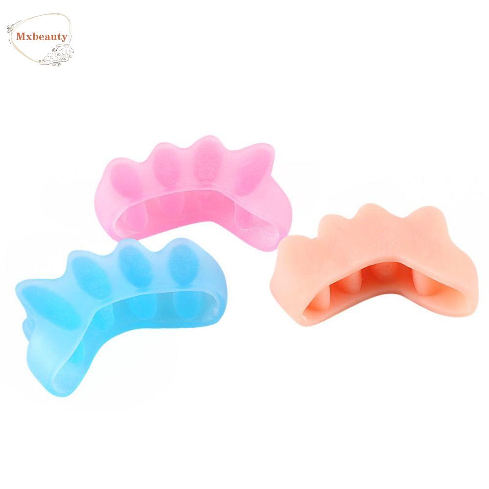 Mxbeauty Lima Lubang Pembatas Jari Kaki Gel Silikon 1pasang Pelindung Jari Kaki Perawatan Spreader Untuk Pedicure Bunion Corrector Spacer Toe Orthopedic Produk