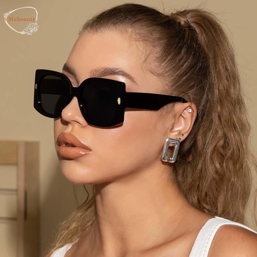 Mxbeauty Kacamata Hitam Elegan Vintage Visor Eyewear Anti-UV UV400 Square Frame Wanita Sunglasses