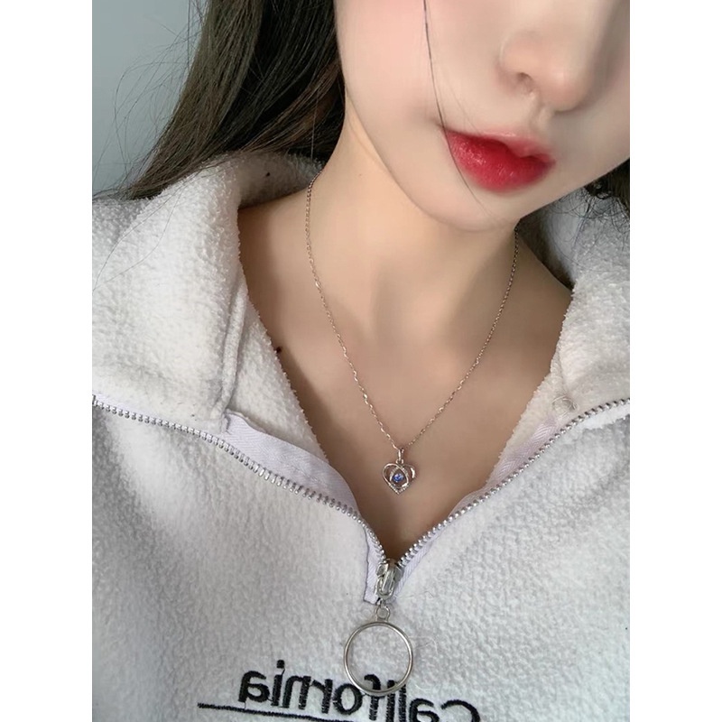 Topspot Berdetak jantung Kalung Preserved Red Rose Asli dengan Kalung Hati earrings 925 Sterling perak Kalung Pengakuan Penuh Kasih Hadiah Ulang Tahun untuk Wanita Pacar