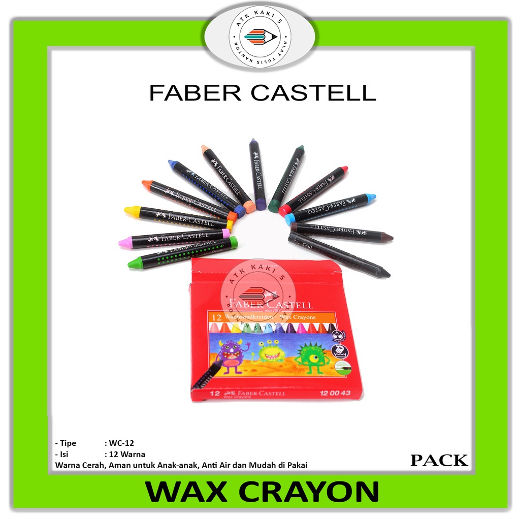 

FABER CASTELL - Wax Crayon Reguler 75mm 12 - 1 Pack