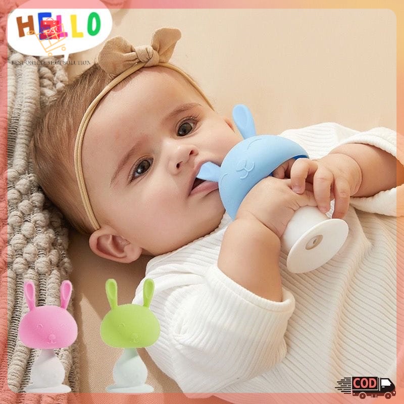 Mainan Gigitan Bersuara Bayi Bentuk Mushroom Silikon Teether Bayi Dengan Suara Baby Bell Teether Stick