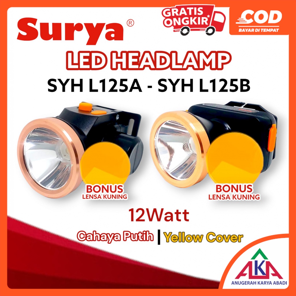 SURYA Senter Kepala 12W SYH Headlamp LED Super Terang Rechargeable