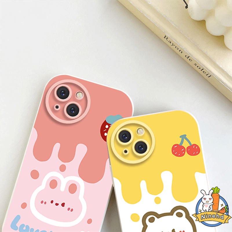 IPHONE Casing Kompatibel Untuk Iphone14 13 12 11 Pro Max X Xr Xs Max8 7 6 6s Plus SE 2020 Baru Kartun Cream Kelinci Lensa Full Cover Pelindung Ponsel Case Bantal Udara Anti Jatuh Soft Case