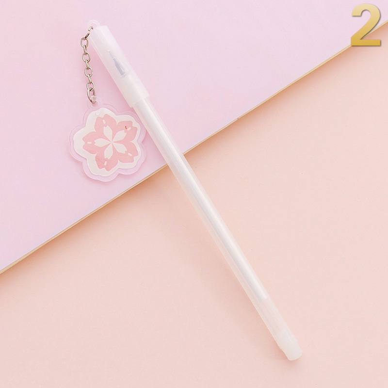 2pcs/pack Gaya Korea Lucu Sakura Kucing Kelinci Liontin Gel Pen Pena Hitam Netral Untuk Perlengkapan Kantor Sekolah Stationary