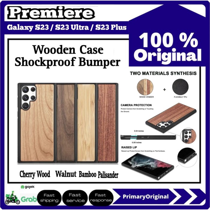 Case S23 Ultra PREMIERE Real Wood Case Shockproof Bumper ( bukan MOUS)