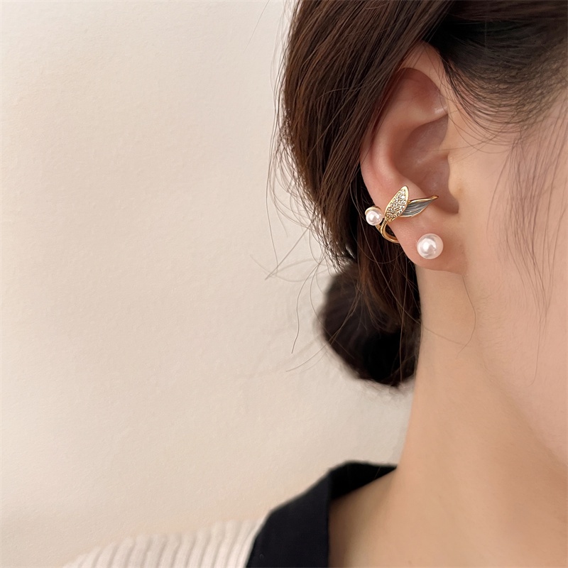 Anting Mutiara Ekor Mermaid Mewah Putri Gadis Manis Ear Studs Aksesori Telinga