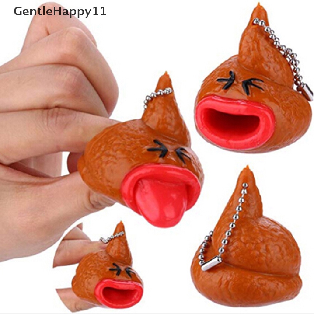 Gentlehappy Lucu poo Pencet emoticon Mainan Gantungan Kunci fun little tricky prank antistress toy id