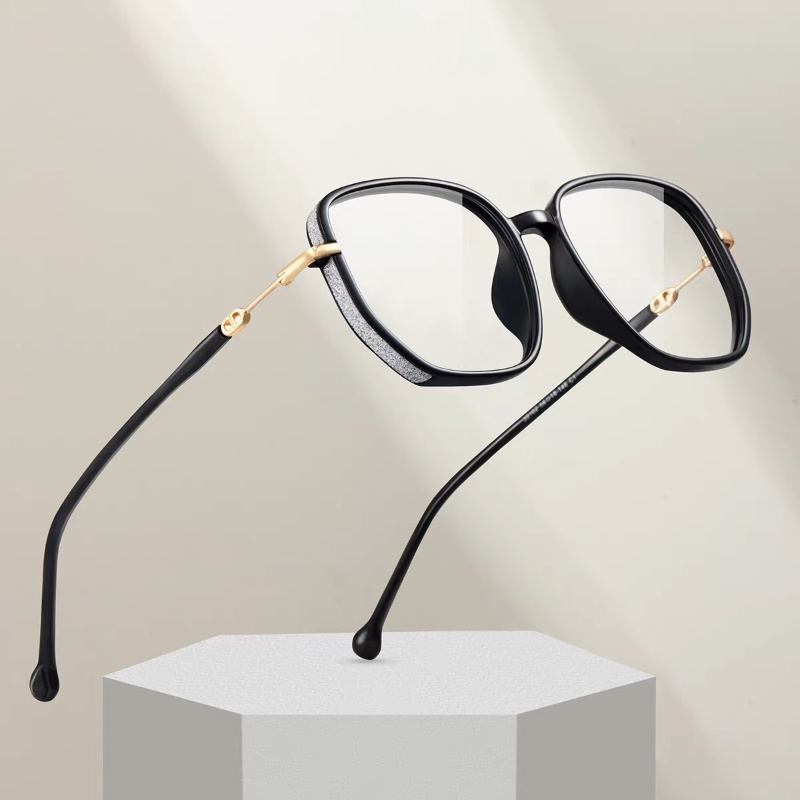 (YUZHU) Desain Bergaya Baru Kacamata Baca Anti Cahaya Biru Halus Mengkilap Oversized Square Frame Plus Eyeglasses Unisex