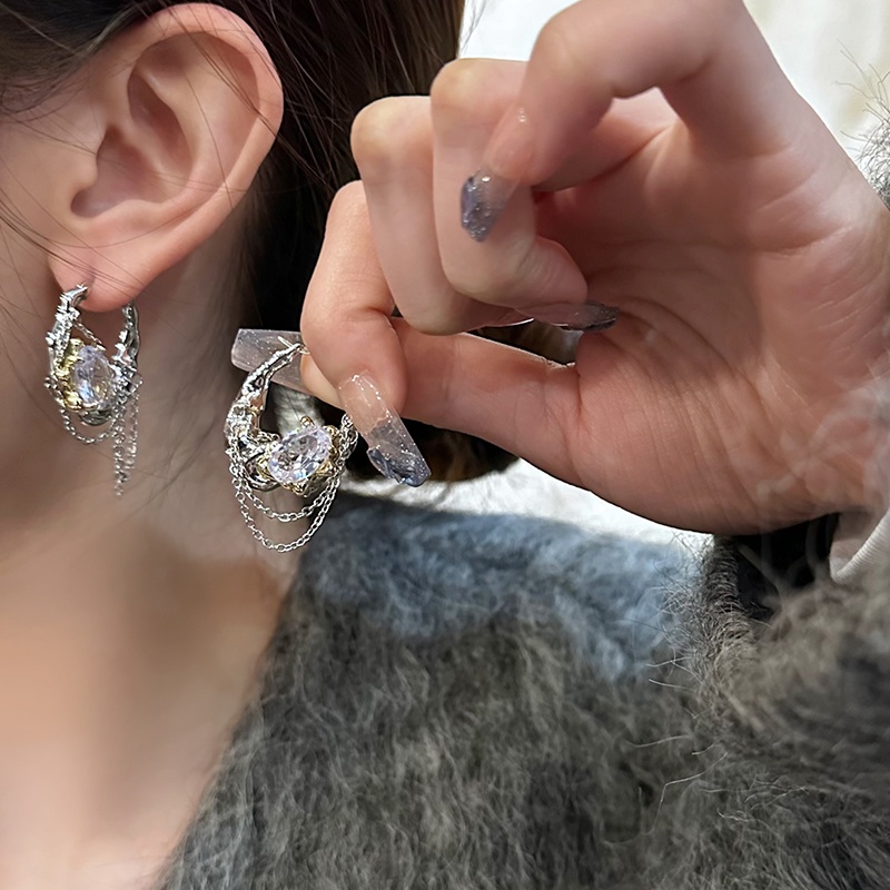 Logam Tidak Teratur Zirkon Rumbai Anting Aksesoris Fashion Harajuku