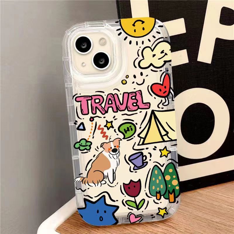 IPHONE Casing Ponsel Iphone11 Cocok Untuk 14 14pro 14plus 13 13mini 13pro 13prm iPhone12 7Plus 8Plus Xr XS 13 12mini Pro Max Empat Sudut Casing Ponsel Transparan Tahan Guncangan