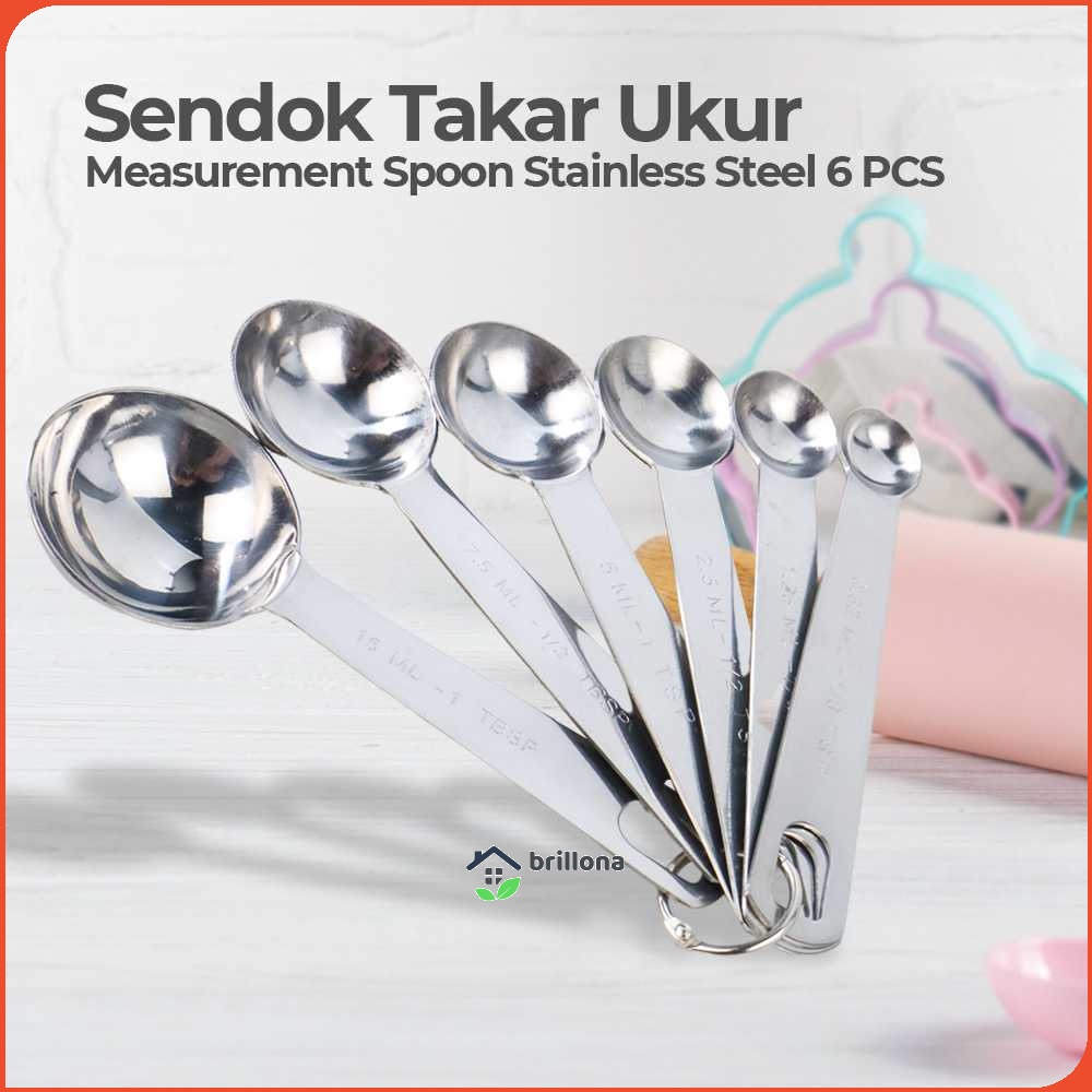 HOOMIN Sendok Takar Ukur Measurement Spoon Stainless Steel 6 PCS - 16752