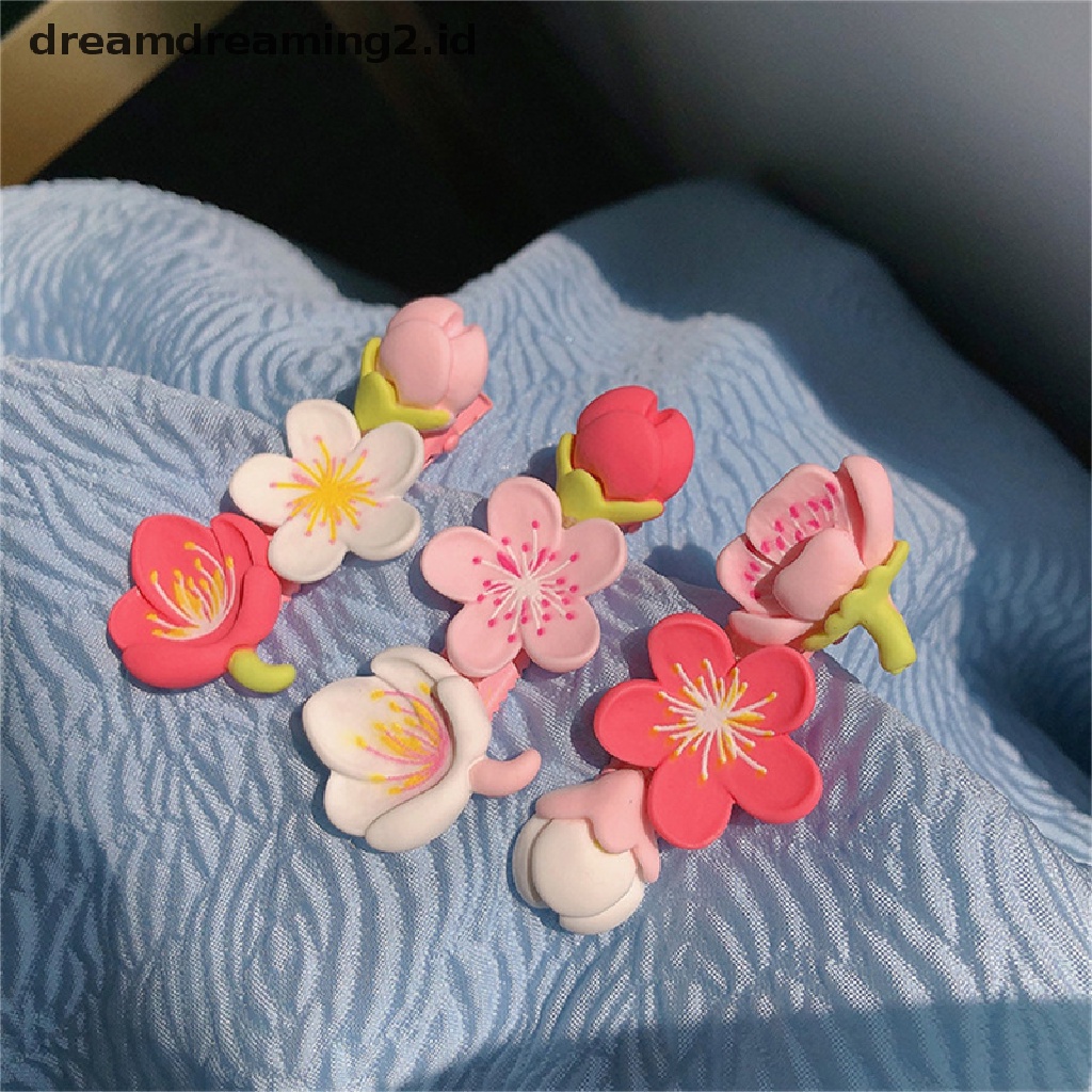 (dream) Pink Sakura Peach Blossom Jepit Rambut Hiasan Kepala Wanita Perempuan Bunga Manis Hair Clip Aksesoris Rambut//