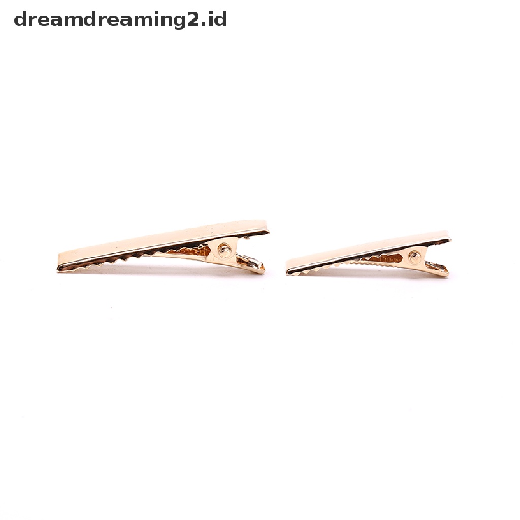 (dream) 100pcs KC Gold Metal Alligator Hair Clips Pins Flat Top Dengan Gigi Untuk Hairp DIY//