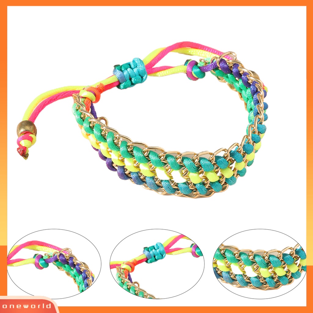 [EONE] Tali Kuat Universal Unisex Gelang Alloy Multicolor Handmade Anyaman Persahabatan Gelang Perhiasan Aksesoris