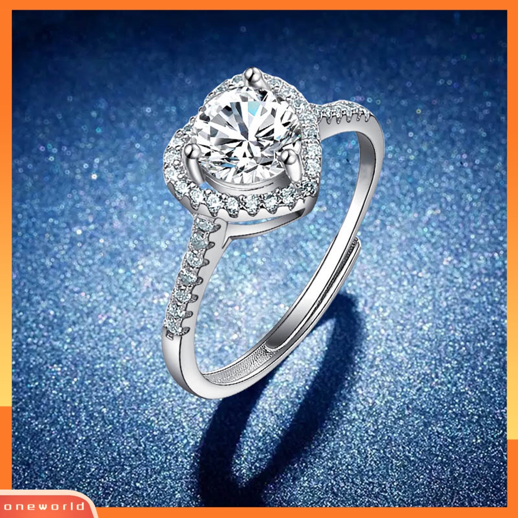 [EONE] Cincin Wanita Bentuk Hati Cubic Zirconia Perhiasan Cincin Jari Bersinar Untuk Pesta Pernikahan Prom Banquet