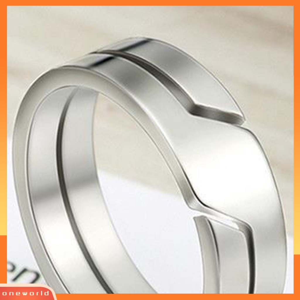 [EONE] Cincin Pasangan Klasik Geometri Glossy Hias Semua Pertandingan Hadiah Perhiasan Stainless Steel Pria Wanita Kepribadian Pola Garis Pertunangan Jari Cincin Untuk Pakaian Sehari-Hari