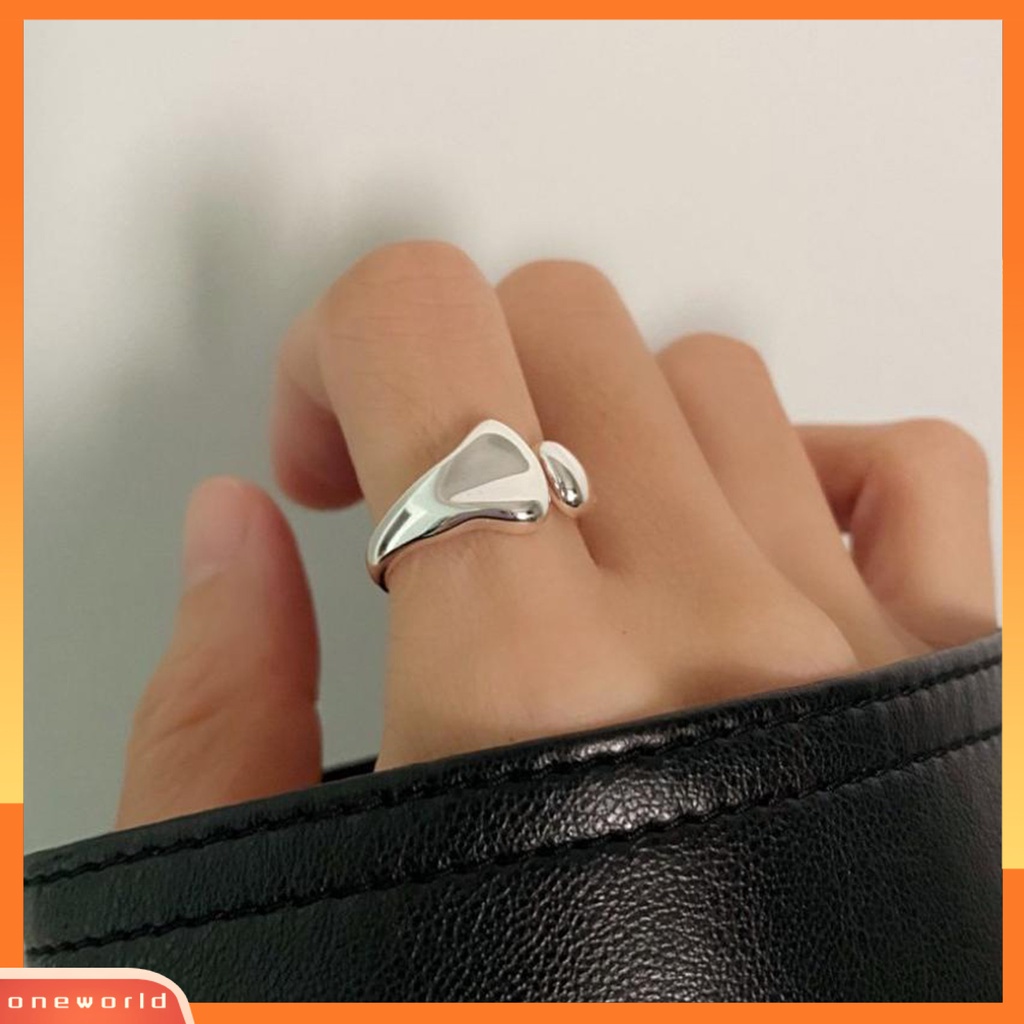 [EONE] Knuckle Ring Adjustable Electroplating High Gloss Geometris Menawan Dekorasi Hypoallergenic Lebar Tidak Teratur Terbuka Cincin Perhiasan Aksesoris