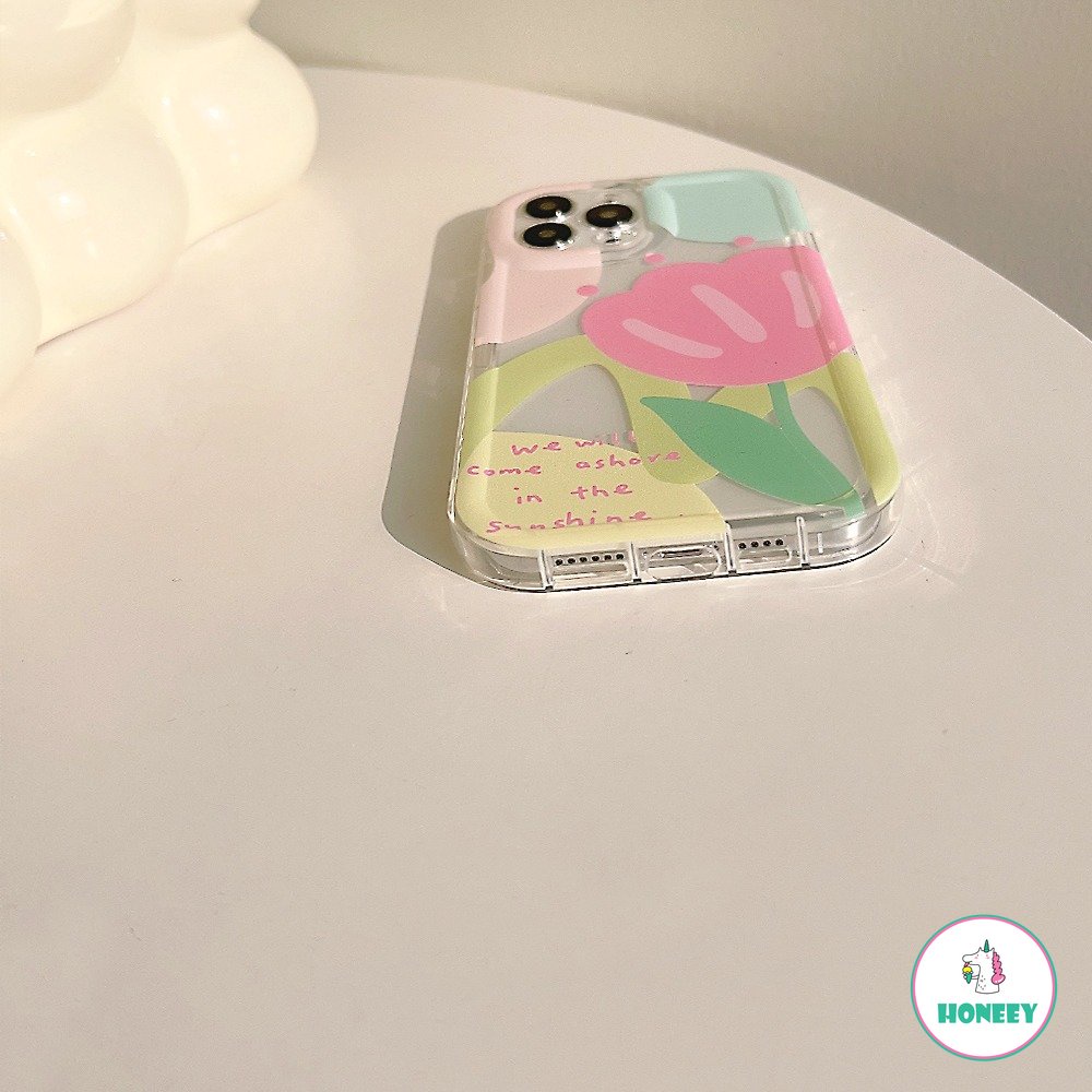 IPHONE Retro Gadis Manis Tulip Bud Art Casing Ponsel Transparan Untuk Iphone14 13 11 12 Pro Max14 Plus Case Kartun Lucu Cover