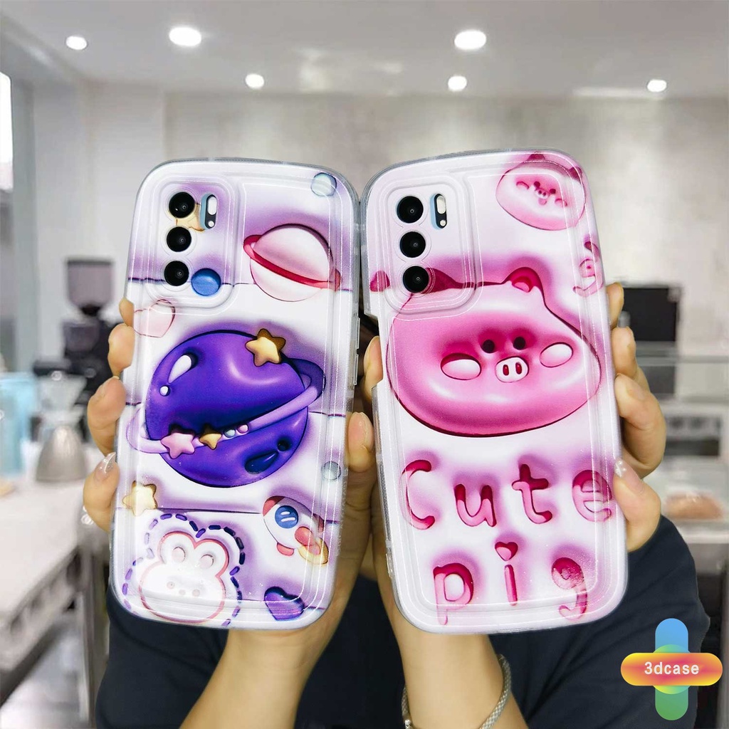 Soft Case OPPO Reno 7 7Z 8Z 5 4 6 8 A57 A55 A57S A57E A7 A17 A17K A5 A9 A31 A53 A33 2020 A77S A15 A54 A5S A3S A76 A96 A16 A95 A12 A12S A1K A16E A16K A54S  5F 5K 4F 4 5 06 Lite A74 A15S A52 A11K A92 A35 A36 A11 Cute Pig Camera Lens Protection Soap Case