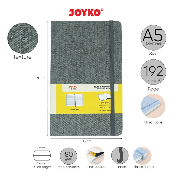 

Notebook Buku Tulis Catatan Diary Agenda Joyko Cloth Kain Hard Cover - Black -RTUOLSP
