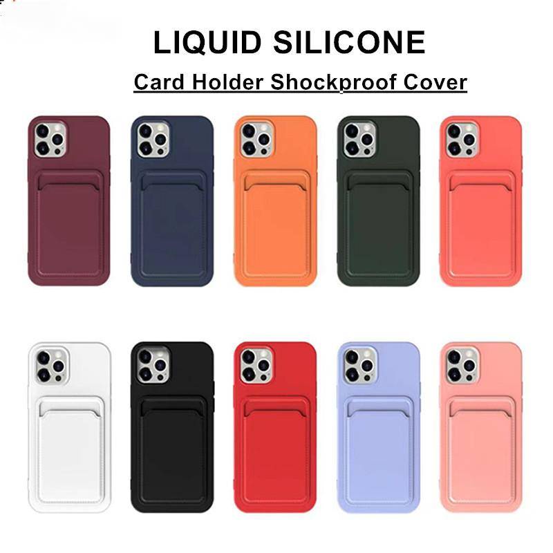 IPHONE Holder Kartu Bahan Silikon Lembut Casing Ponsel Untuk iPhone14 13 12 11 Pro MAX Plus Sarung Dompet Permen Shockproof Untuk iPhone14 iPhone13 iPhone12