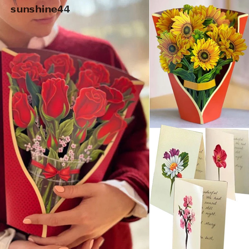 Sunshine 3D Fall Floral Bouquet Card Kertas Ukir Bunga Greeg Cards Hadiah ID