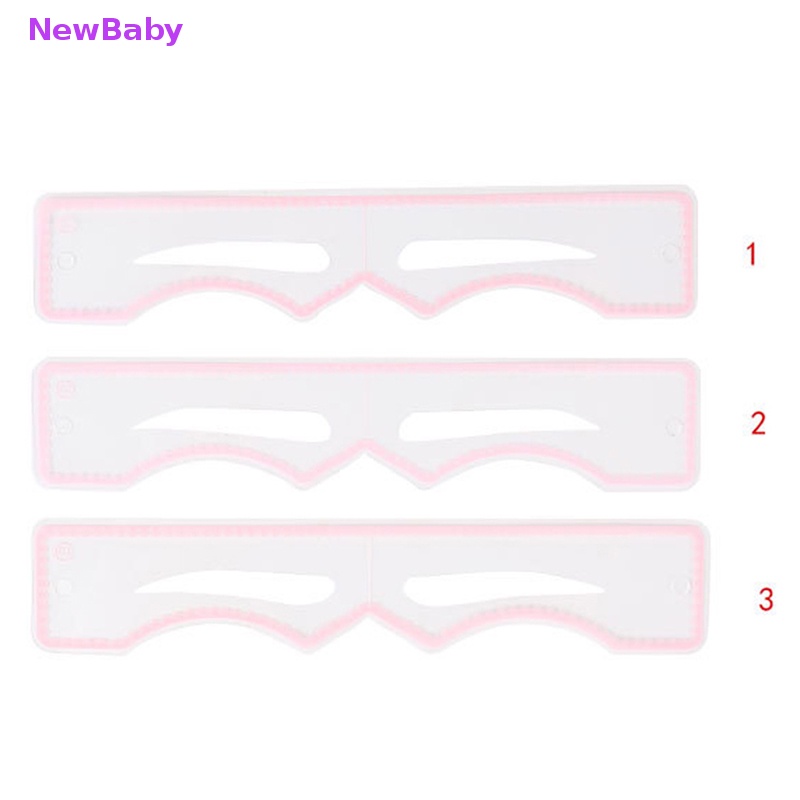 Newbaby 3Pcs Portabel Satu Langkah Stempel Alis Shaping Kit Pendamping Alis Makeup Tools ID