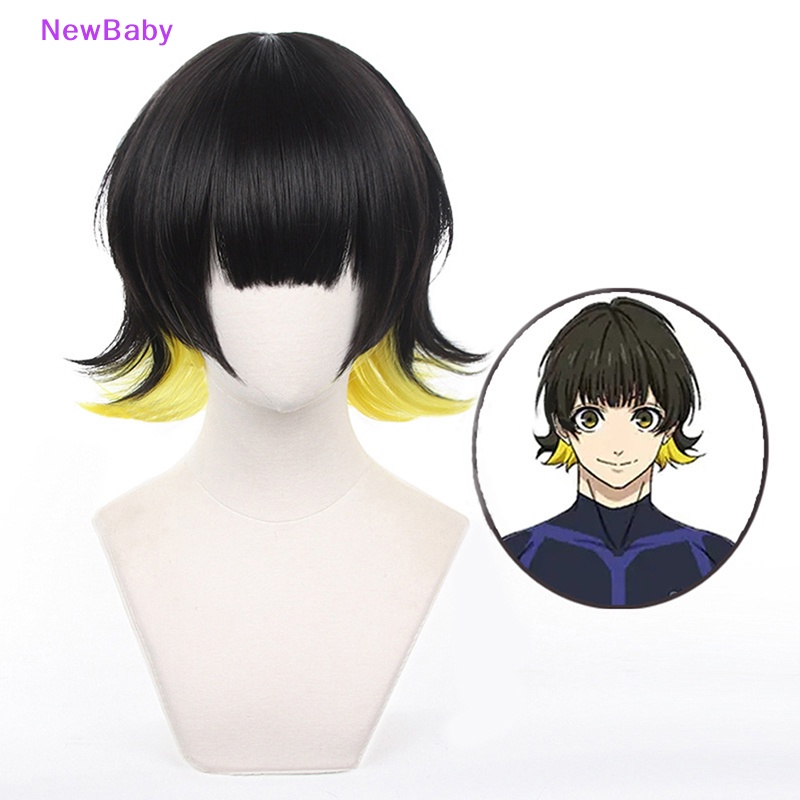 Newbaby Anime Blue Lock Bachira Meguru Cosplay Wig Pria Tahan Panas Wig Karnaval Props ID