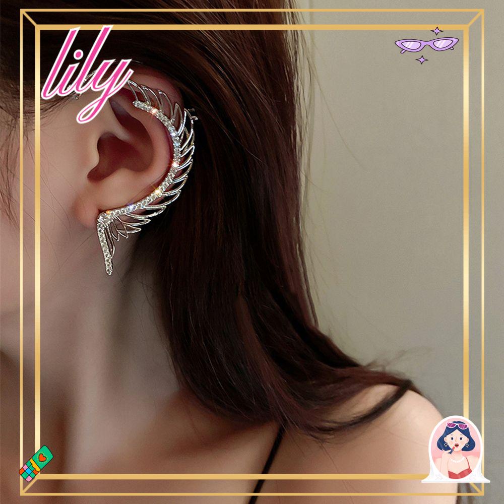 Lily Wing Earrings Wanita Gadis Indah Zirkon Telinga Bungkus Menjuntai