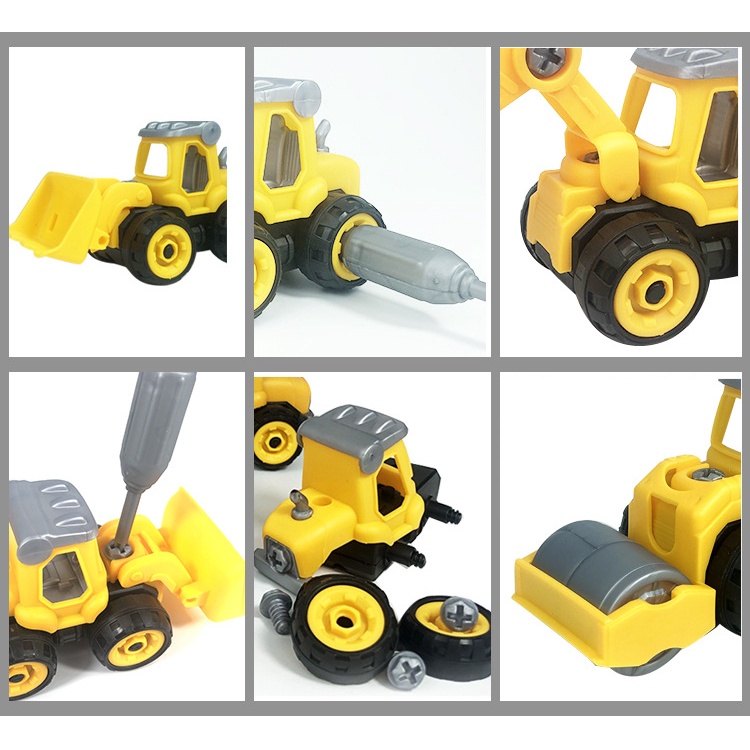 Anak DIY Rakitan Dan Bongkar Pasang Teknik Mobil Mainan Model Mobil Sekrup Screw Rakit Excavator Buldozer Skuter