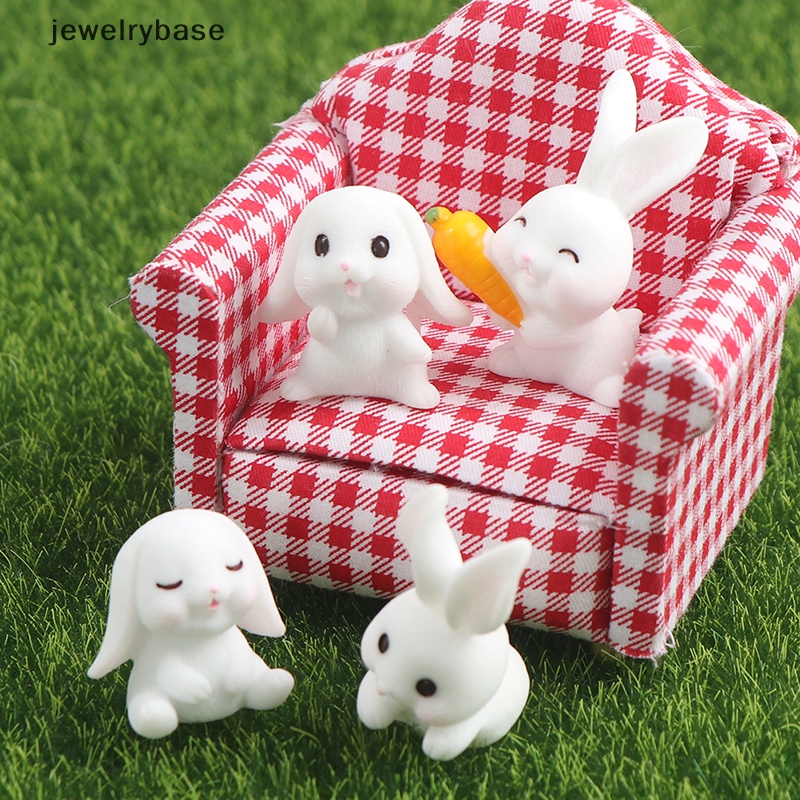 [jewelrybase] 4pcs Easter Rabbit Carrot Miniatur Dekorasi Taman Mini Bunny Paskah Cupcake Decor Butik