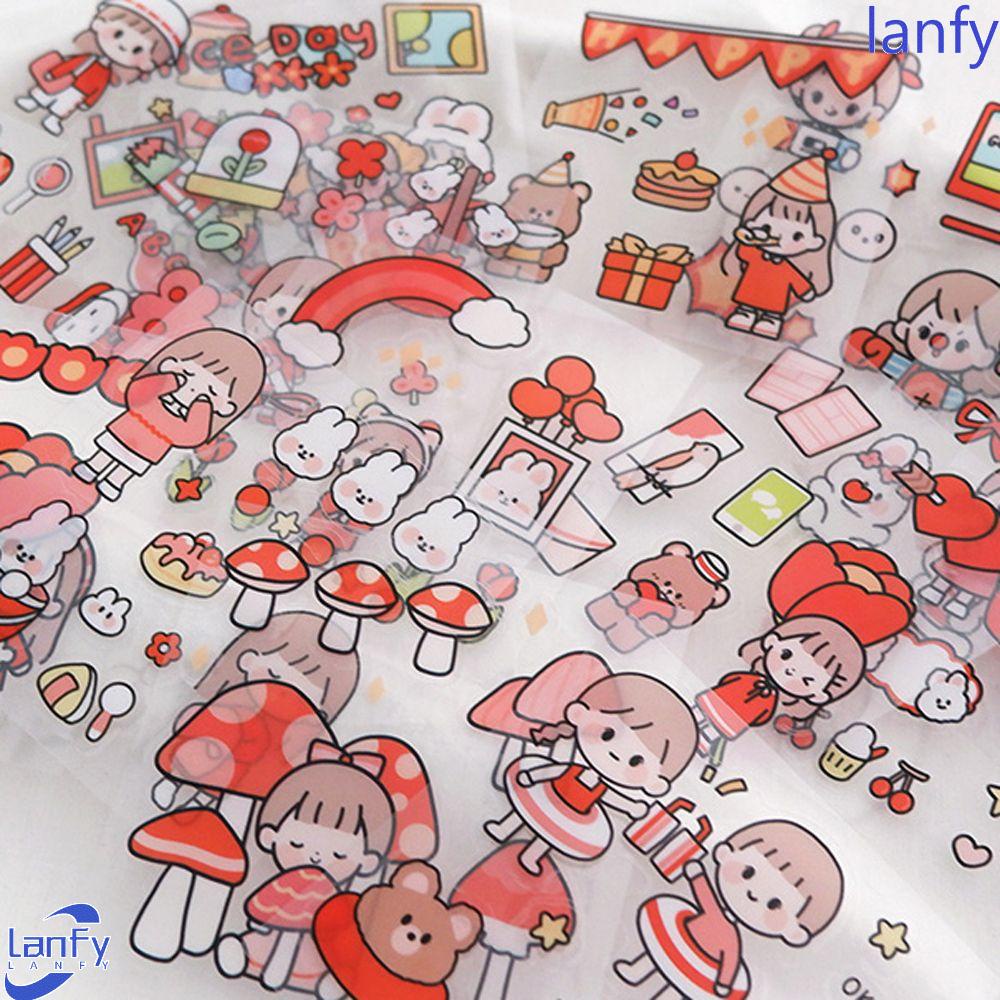 Lanfy Stationery Stiker Wanita 20lembar Scrapbooking Anti Air Bahan PET Handbook