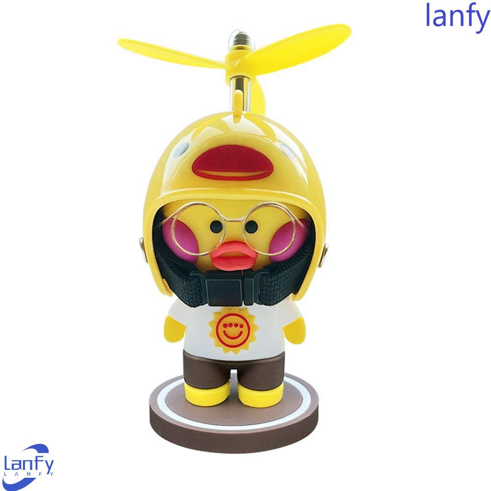 Lanfy Ornamen Bebek Kuning Ornamen Aksesoris Mobil Bersepeda Dekorasi Hadiah Untuk Teman Mobil Ornamen Baling-Baling Helm Bebek Mobil Dekorasi