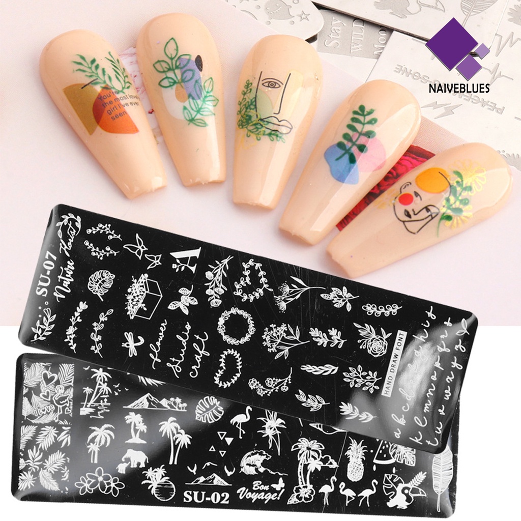 [naiveblues] Piring Stempel Kuku Desain Wajah Manusia Banyak Gambar Manicure Art Stainless Printing Plate