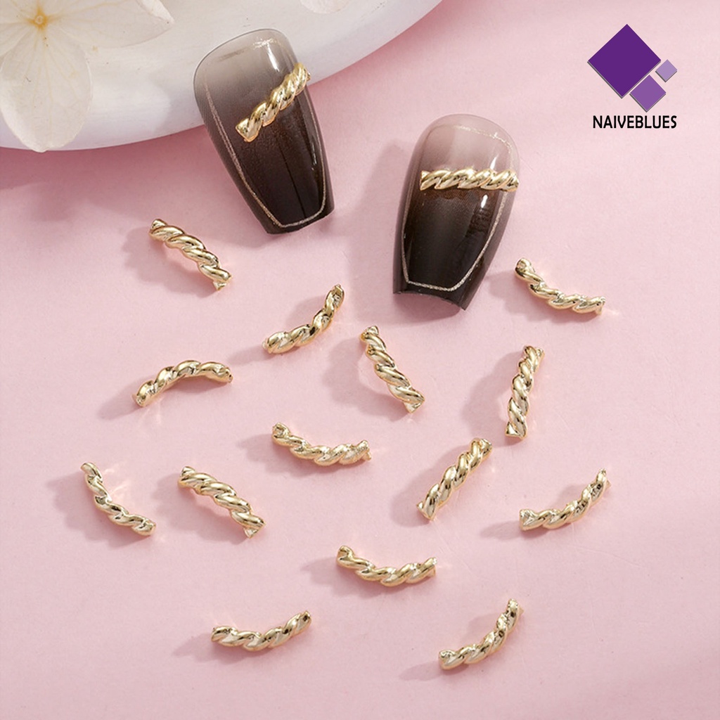 [naiveblues] 20pcs Perhiasan Nail Art 3D Kepang Hollow Busur DIY Alloy Jepang Pesona Dekorasi