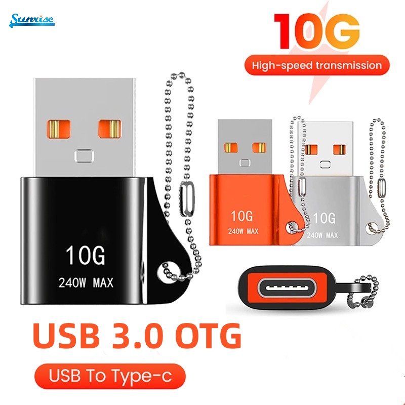 Konverter Pengisian Cepat 10GBS OTG USB3.0 Tipe C Female Ke USB A Male Praktis 240W