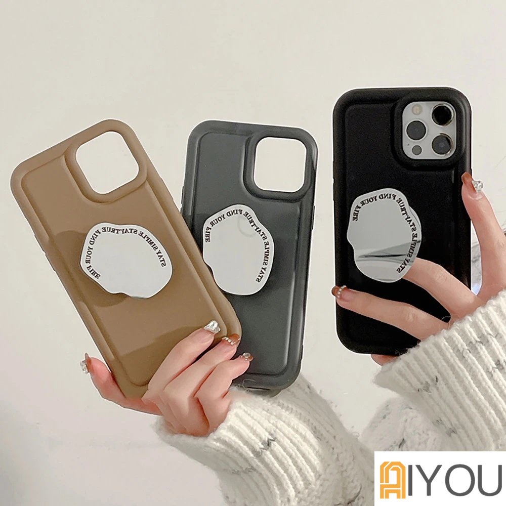 Mewah Korea Irregular Bracket Mirror Case Untuk iPhone 14pro Max 13pro 12 Pro 11 X XS XR Bantalan Udara Penyerap Goncangan Anti Jatuh Airbag Soft Case