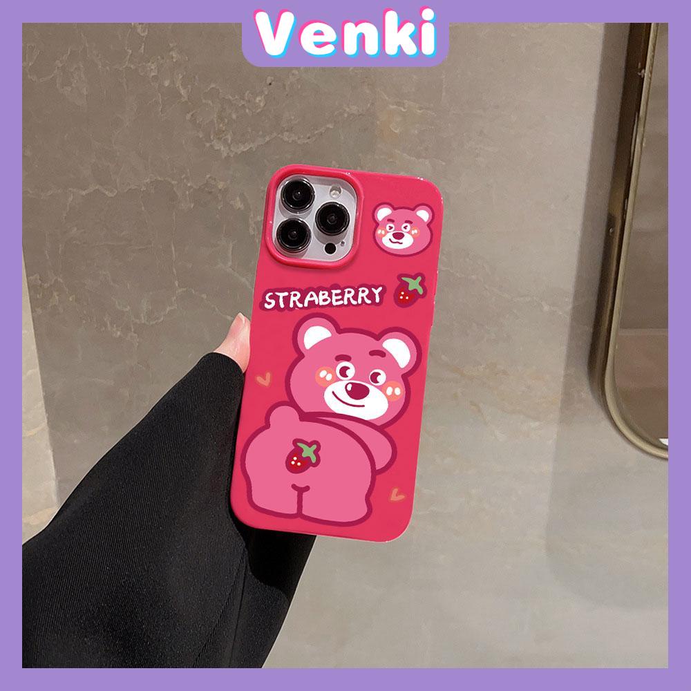 VENKI - For iPhone 14 Pro Max iPhone Case Pink Cute Bear Glossy TPU Soft Case Protection Shockproof Camera Compatible with iPhone 13 Pro max 12 Pro Max 11 xr xs max 7Plus 8Plus