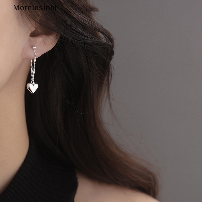 Mornin Mencegah Alergi Anting Warna Silver Untuk Wanita INS Fashion Vintage Halus Desain LOVE Hati Rumbai Perhiasan Pesta id