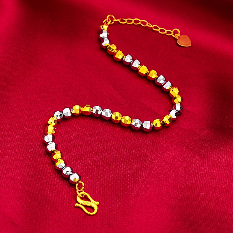 Goldkingdom Fashion Perhiasan Aksesoris Ready Stock Wanita Manik Emas Kecil Gelang Bracelet Gelang Lapis Emas Perak Dua Warna