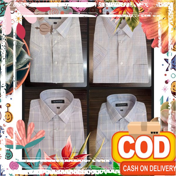 Kemeja Alisan Motif kotak Lengan Pendek Reguler/ tebel pol