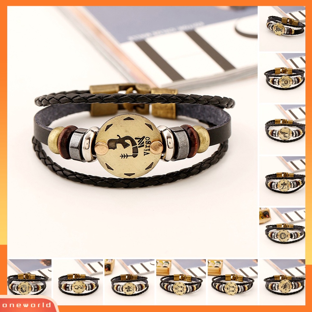 [EONE] Gelang Couple Motif Indah Tahan Aus Gelang Konstelasi Kulit Imitasi Dengan Tali Kepang Multilayer Untuk Pria