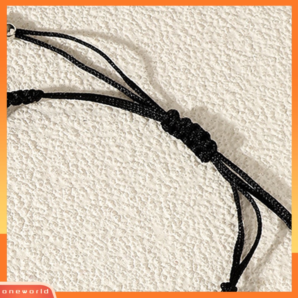 [EONE] 2pcs Gelang Tangan Tenun Adjustable Strand Hand Made Tahan Aus Dekorasi Geometris Berongga Pencocokan Jarak Jantung Gelang Aksesoris Pakaian