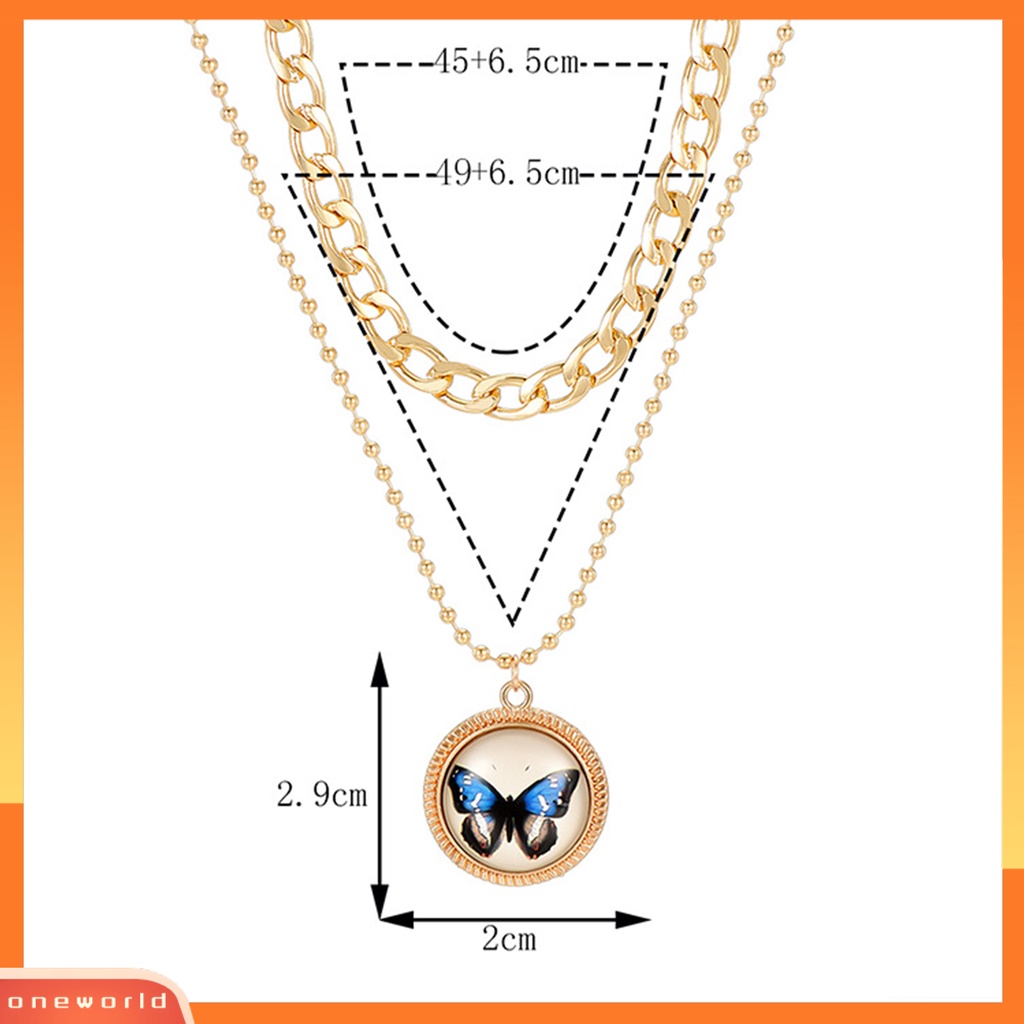 [EONE] Wanita Kalung Double Layer Retro Hias Kilau Terang Dapat Disesuaikan Perhiasan Hadiah Aksesori Gadis Kupu-Kupu Liontin Kalung Rantai Klavikula Untuk Pacaran