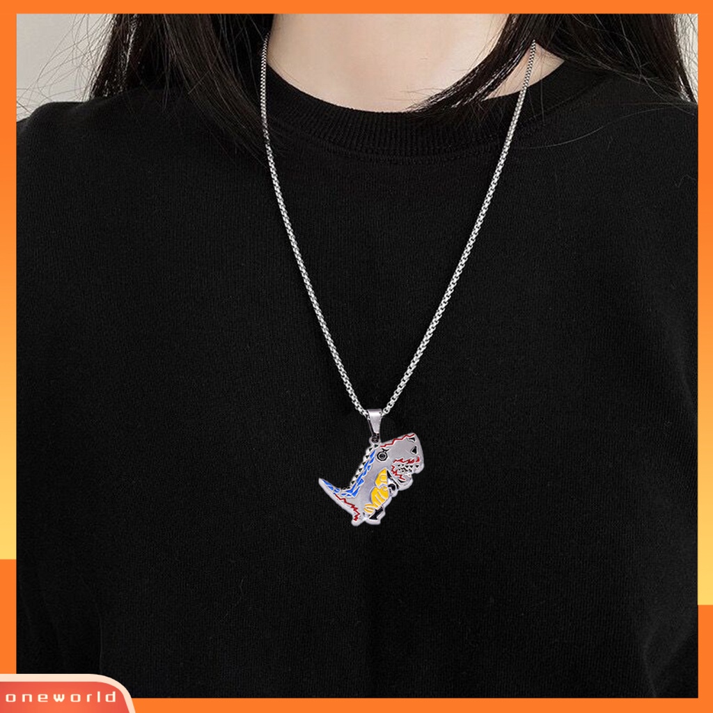[EONE] Sweater Kalung Geometris Hewan Liontin Electroplating Anti-Karat Leher Ornamen Tahan Luntur Punk Lucu Dinosaurus Rantai Kalung Perhiasan Aksesori