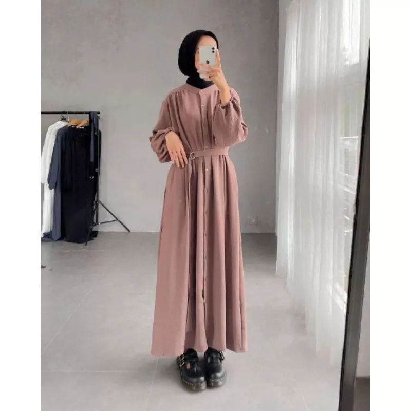 Dress Tiara Wanita Terbaru Bahan Matt Polo Linen