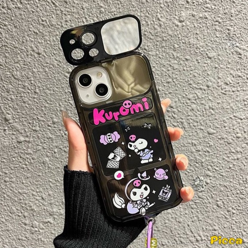 Kartun Lucu Kuromi Gelang Case Untuk Vivo Y11 Y17 Y12i Y12 Y20 Y15 Y91C Y1S Y20i Y11s Y20s G Y20G Y12s Y12A Y30G Y20A Kreatif Flip Make Up Cermin Lembut Penutup Belakang