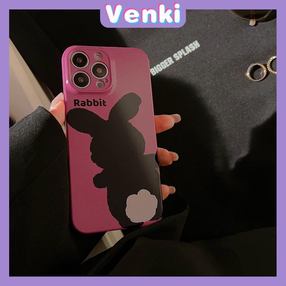 VENKI - For iPhone 11 iPhone Case Film TPU Soft Case White Glossy Cute Black Rabbit Camera Protection Shockproof Compatible with iPhone 14 13 Pro max 12 Pro Max xr xs max 7 8Plus